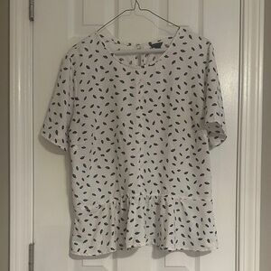 White, Blue and Black Patterned Women's Top